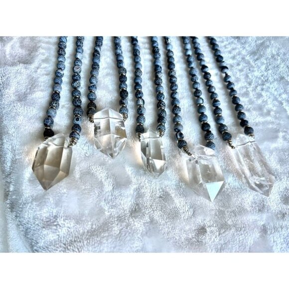 Dragon's Vein Agate + Quartz Mala Necklace - Picture 3 of 8